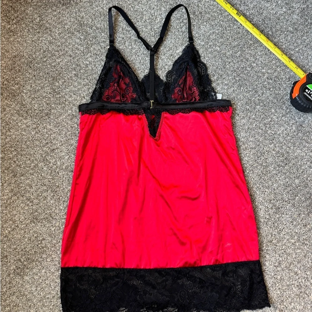 Luxurious Scarlet and Ebony Lace Slip